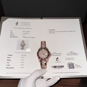 Đồng Hồ Rolex GMT-Master II 126755SARU-DIAO Chế Tác Bọc Vàng 18K Độ Moissanite Viền Đá Ruby Sapphire 40mm