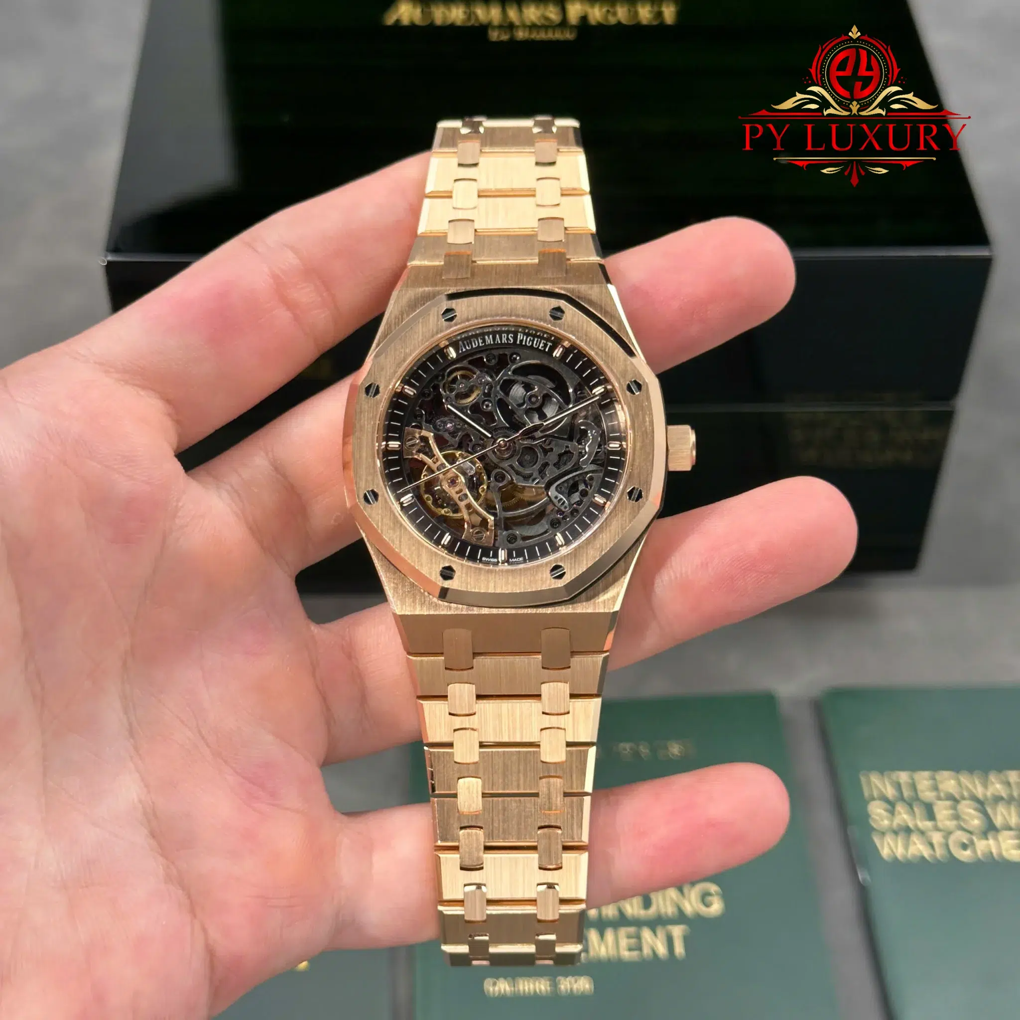 Audemars Piguet Royal Oak 15407OR Double Balance Wheel Openworked Custom Made CNC 18K Solid Rose Gold 41mm