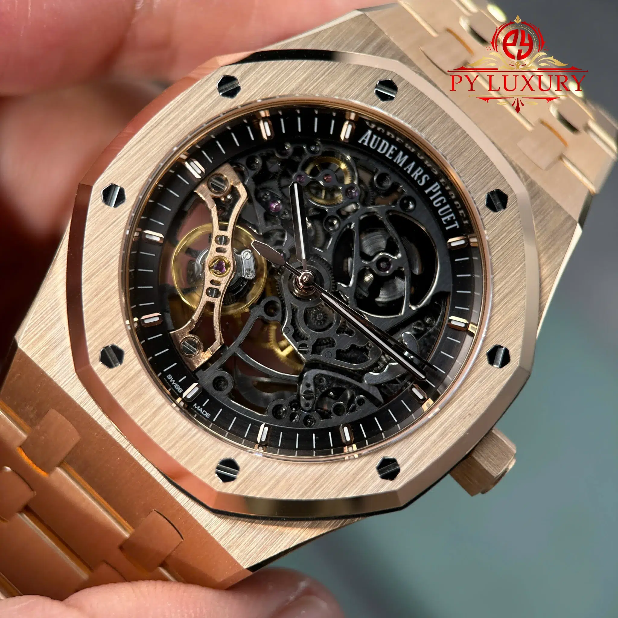 Audemars Piguet Royal Oak 15407OR Double Balance Wheel Openworked Custom Made CNC 18K Solid Rose Gold 41mm - Image 7