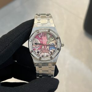 Đồng Hồ Audemars Piguet Royal Oak Nữ Mặt Số Labubu Viền Đá Replica 1:1 OMF 34mm