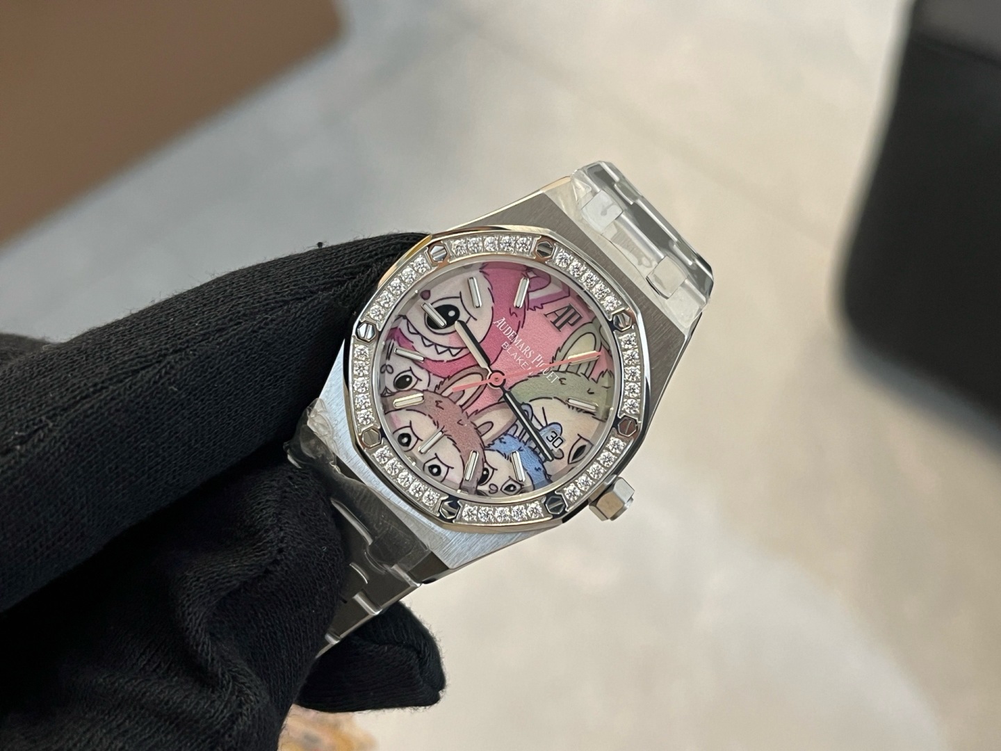 Audemars Piguet Royal Oak Lady Labubu Dial Diamond Bezel Best Replica OMF 34mm - Image 3