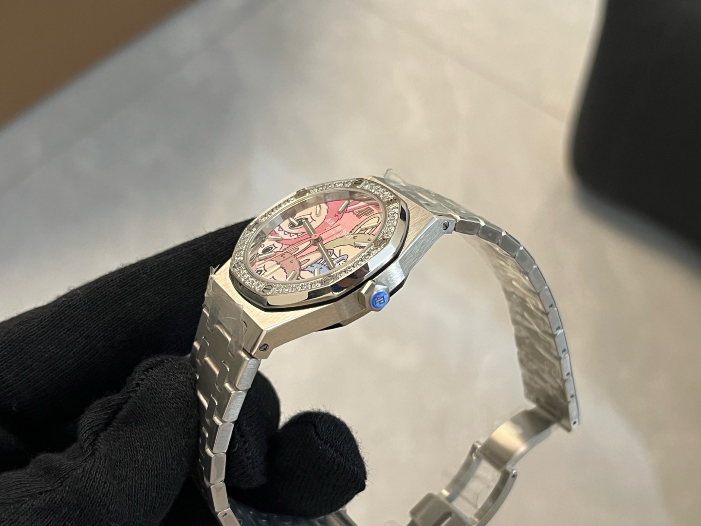 Audemars Piguet Royal Oak Lady Labubu Dial Diamond Bezel Best Replica OMF 34mm - Image 6
