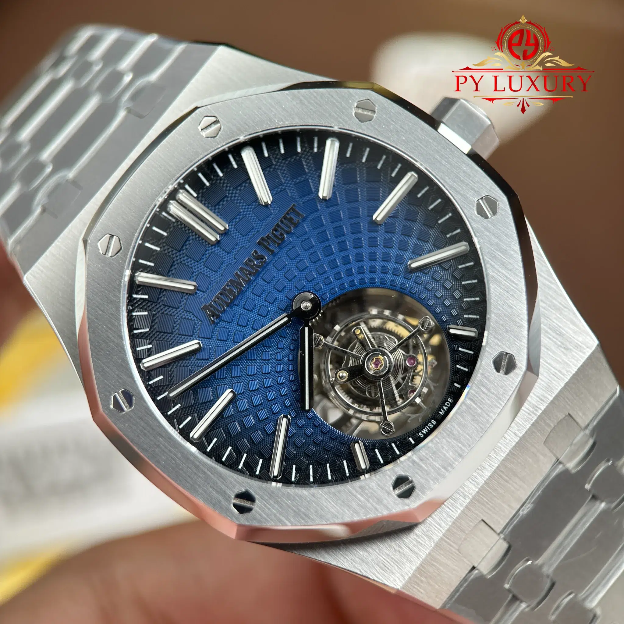 Audemars Piguet Royal Oak Flying Tourbillon 26530ST Selfwinding Blue Dial Best Replica BBS 41mm - Image 4
