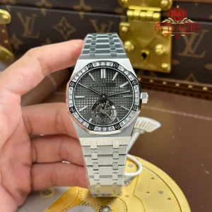 Đồng Hồ Audemars Piguet Royal Oak Flying Tourbillon 26730BC Mặt Xám Viền Đá Replica 1:1 BBS 41mm
