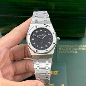 Đồng Hồ Audemars Piguet Royal Oak Jumbo 15206PT Mặt Đen Cọc Số Đính Đá Replica IPF 39mm