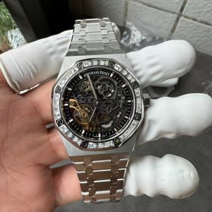 Audemars Piguet Royal Oak OpenWorked 15412BC Custom Moissanite Bezel 1:1 Best Replica 41mm