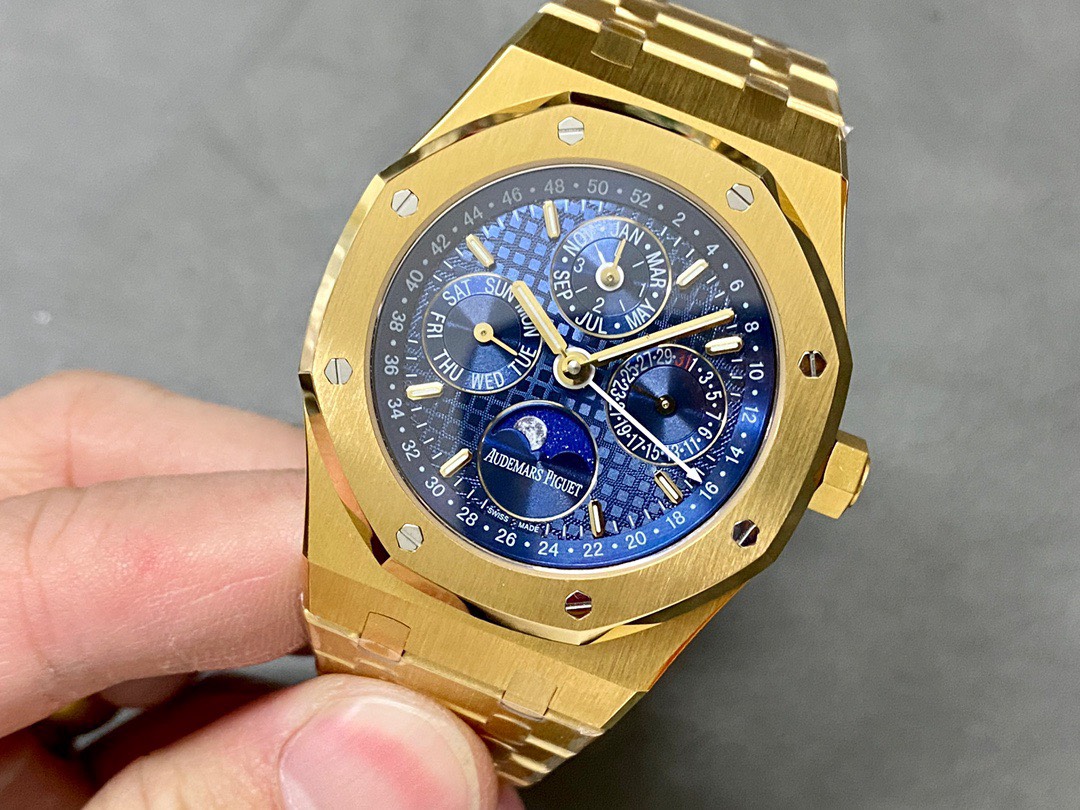 Đồng Hồ Audemars Piguet Royal Oak Perpetual Calendar 26574BA Vàng Vàng Mặt Xanh Replica Cao Nhất 41mm - Image 3