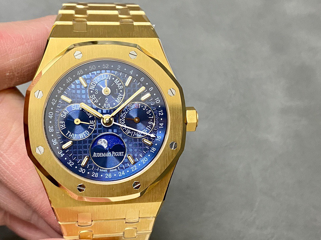 Đồng Hồ Audemars Piguet Royal Oak Perpetual Calendar 26574BA Vàng Vàng Mặt Xanh Replica Cao Nhất 41mm - Image 4