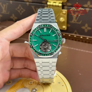 Đồng Hồ Audemars Piguet Royal Oak Selfwinding Flying Tourbillon 26532IC Mặt Xanh Lá Viền Đá Emerald Replica 1:1 BBS 41mm