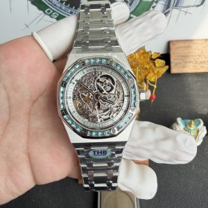 Audemars Piguet Royal Oak Skeleton 15412BC.Т0.122080BC.01 Custom Lab-grown Swiss Topaz Stones Best Replica 41mm