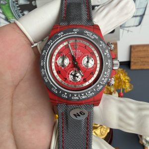 Avia Red Rolex DiW Daytona CarboQuartz Textile Strap Super Clone N6F 40mm