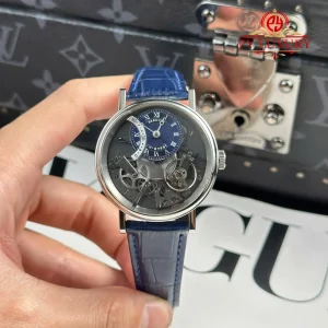 Breguet Tradition 7097 Retrograde Seconds Blue Guilloché Dial Leather Strap 1:1 Best Replica ZF 40mm