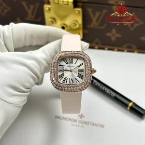 Cartier Coussin Medium Model WJCS0005 Rose Gold Spiral-set Diamonds Silver Dial Best Replica 30.4 x 31.1mm