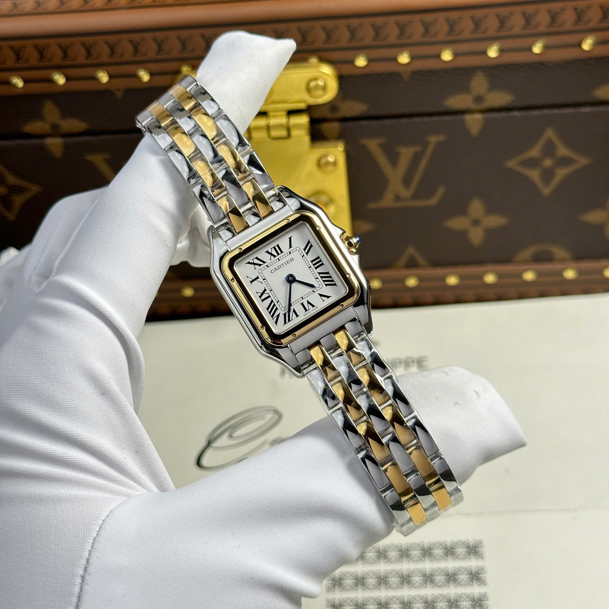 Cartier Panthère Medium Model Steel & Yellow White Dial Best Replica BVF 27mm x 36mm - Image 2