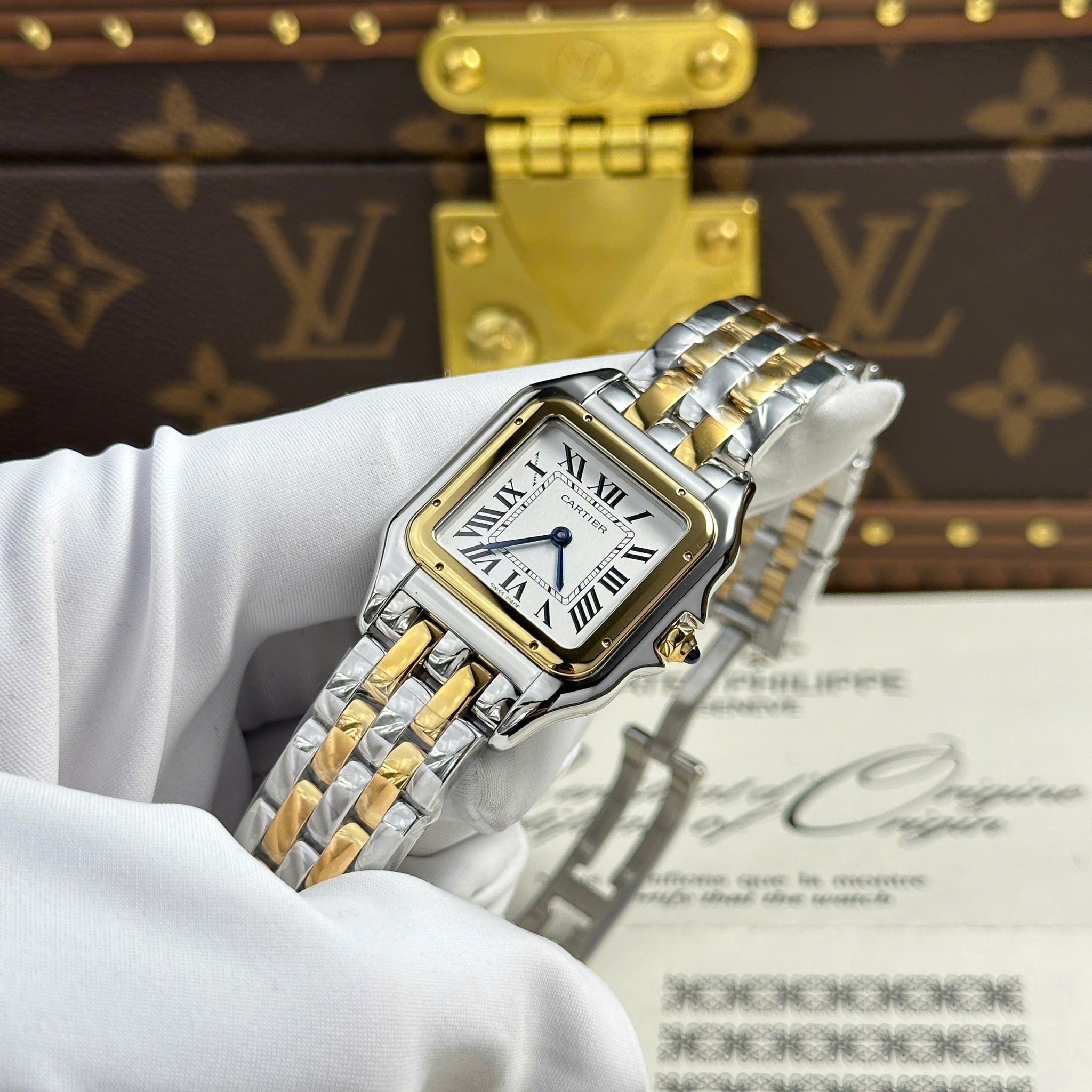 Cartier Panthère Medium Model Steel & Yellow White Dial Best Replica BVF 27mm x 36mm - Image 3