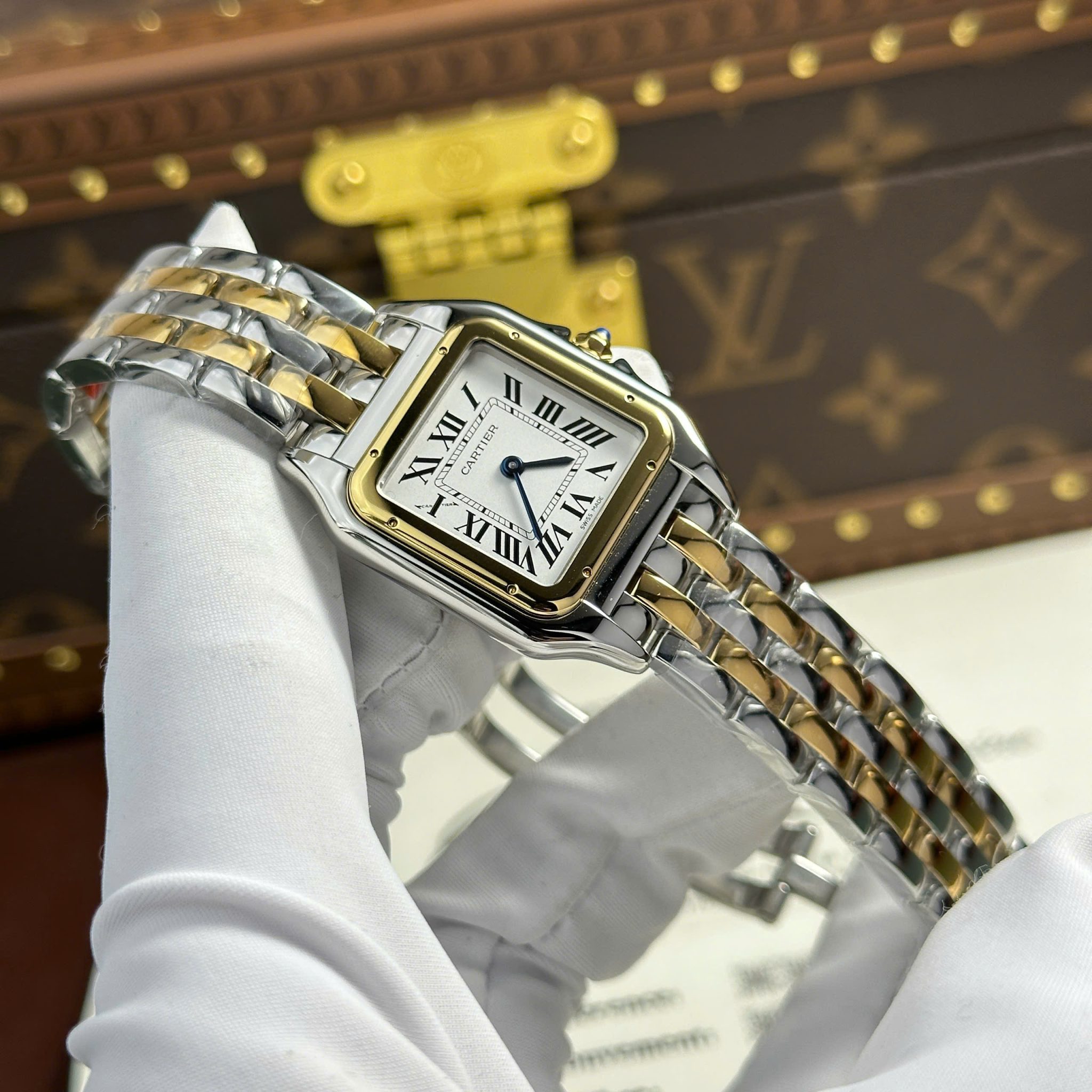 Cartier Panthère Medium Model Steel & Yellow White Dial Best Replica BVF 27mm x 36mm - Image 4