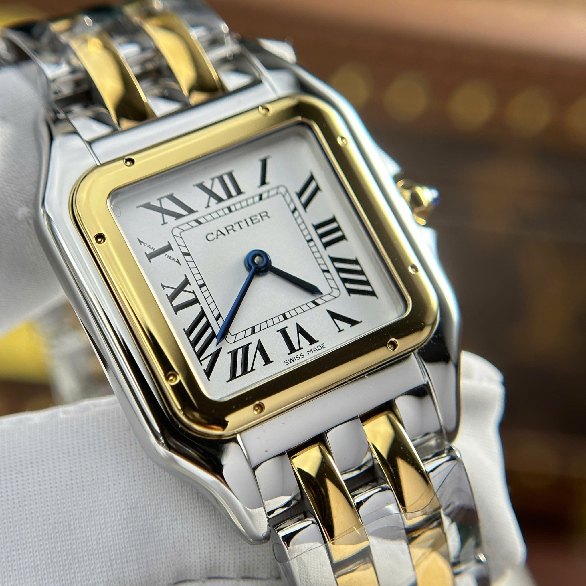 Cartier Panthère Medium Model Steel & Yellow White Dial Best Replica BVF 27mm x 36mm - Image 6