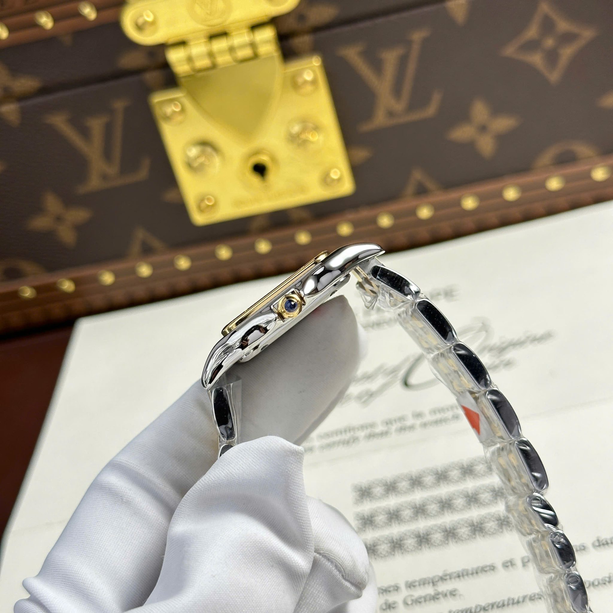 Cartier Panthère Medium Model Steel & Yellow White Dial Best Replica BVF 27mm x 36mm - Image 7