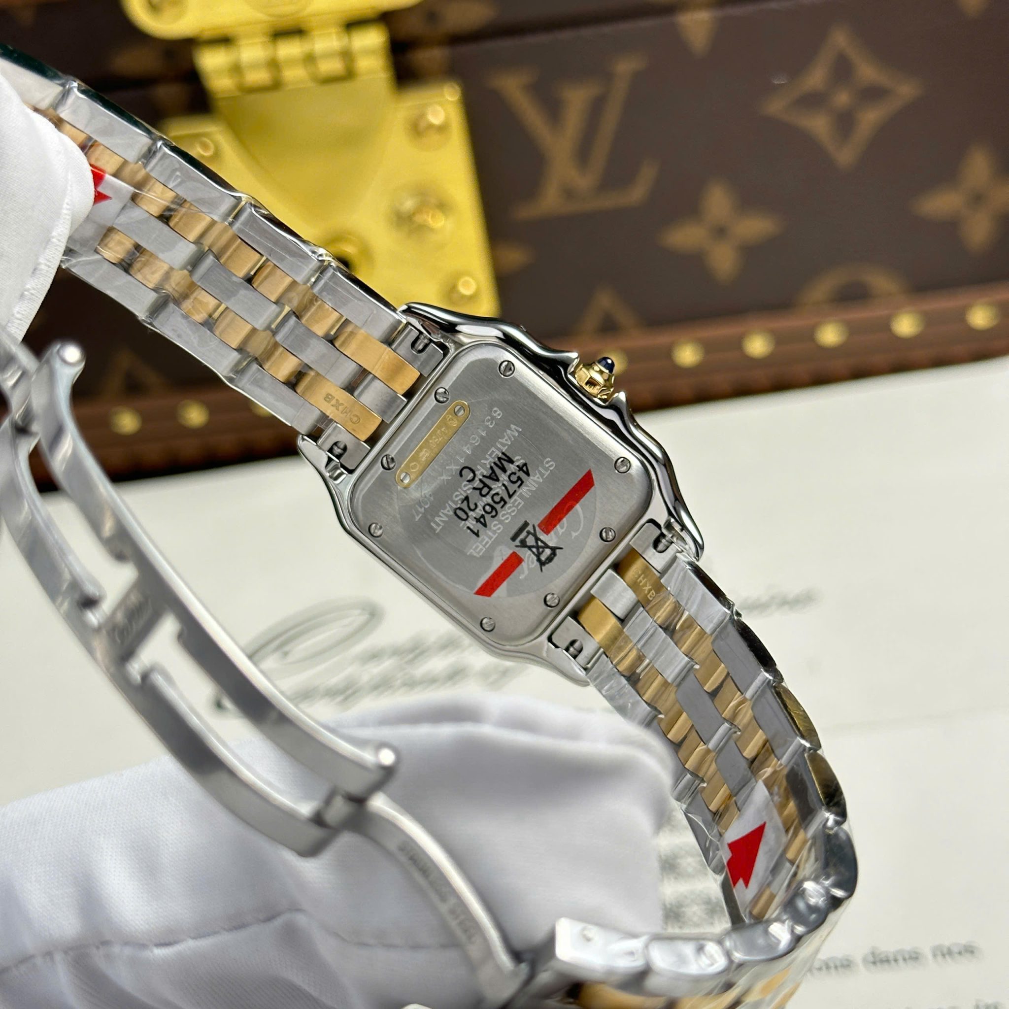 Cartier Panthère Medium Model Steel & Yellow White Dial Best Replica BVF 27mm x 36mm - Image 9
