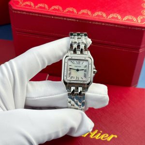 Đồng Hồ Nữ Cartier Panthère Mặt Xà Cừ Viền Đá CZ Replica 1:1 AF 27mm x 36mm