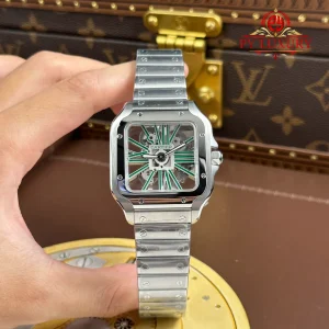 Cartier Santos De Cartier Skeleton Green WHSA0028 Large Model Super Clone MLF 39.8mm