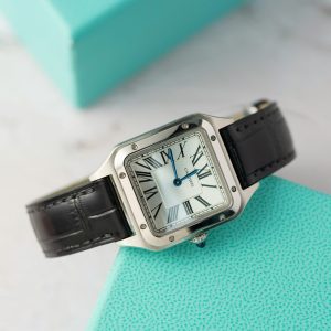Cartier Santos Dumont WSSA0023 Steel Silver Dial Leather Strap Replica 38mm x 27.5mm