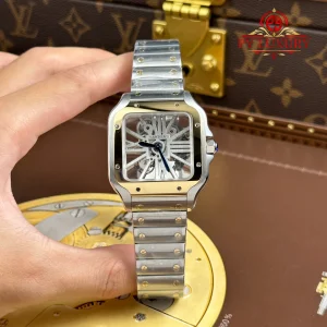 Cartier Santos Skeleton LM Steel & Yellow Gold WHSA0019 Steel Bracelet Super Clone MLF 39.8mm