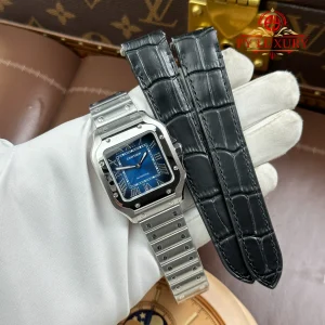 Cartier Santos WSSA0063 Blue Dial Medium Model Best Quality Replica BVF 35.1mm