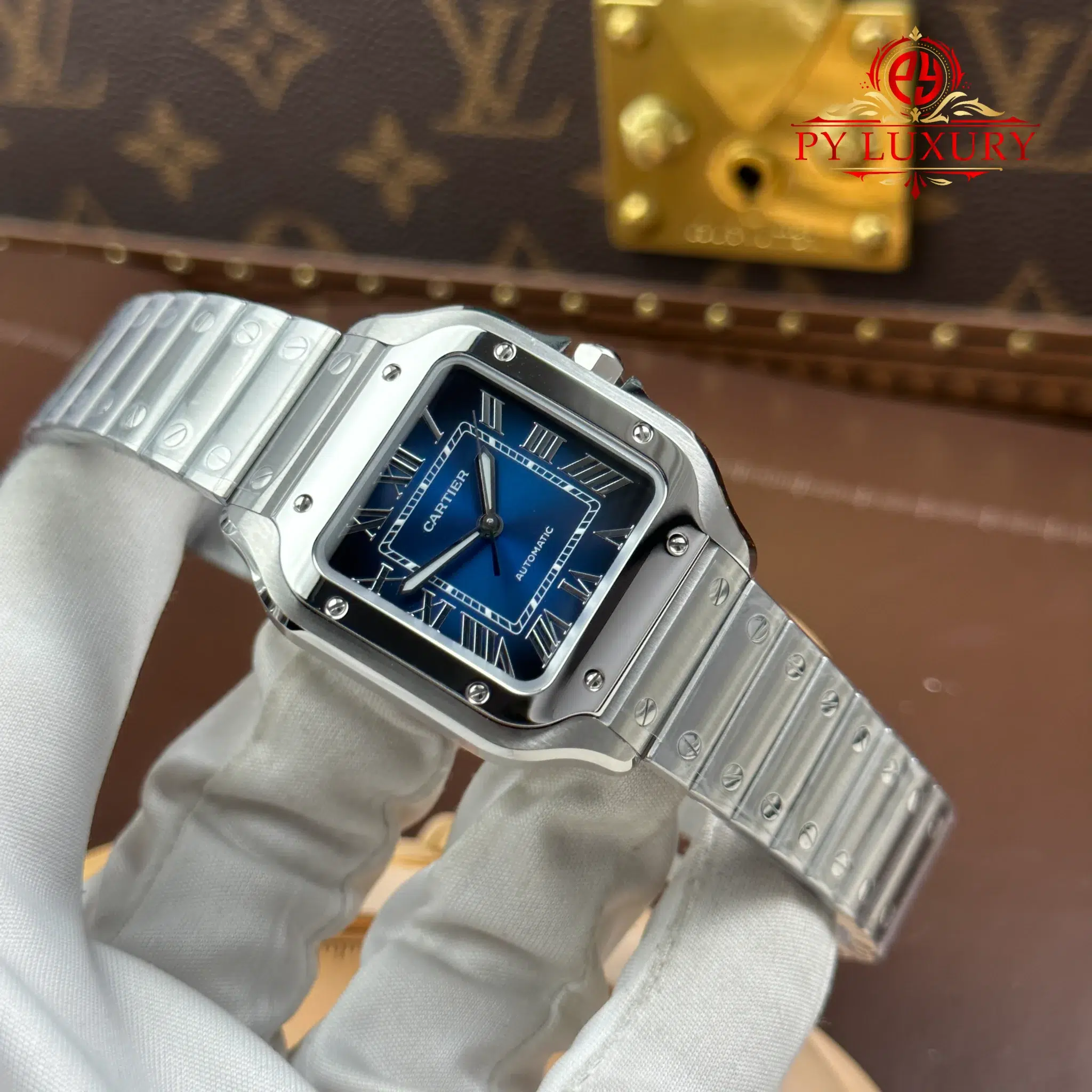 Cartier Santos WSSA0063 Blue Dial Medium Model Best Quality Replica BVF 35.1mm - Image 3