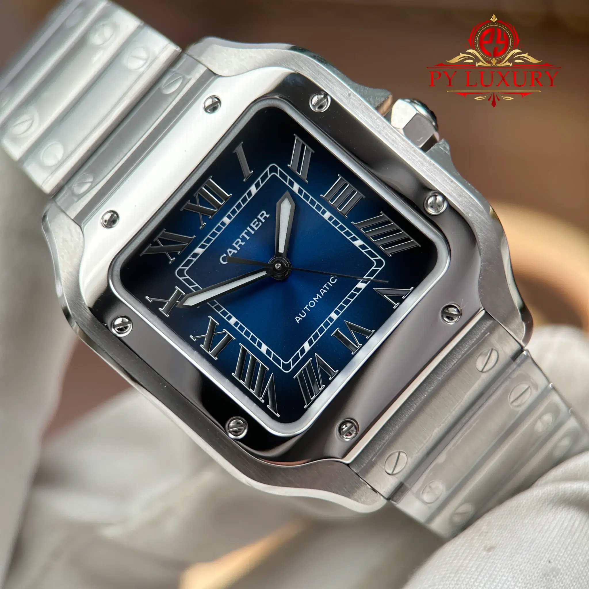 Cartier Santos WSSA0063 Blue Dial Medium Model Best Quality Replica BVF 35.1mm - Image 5