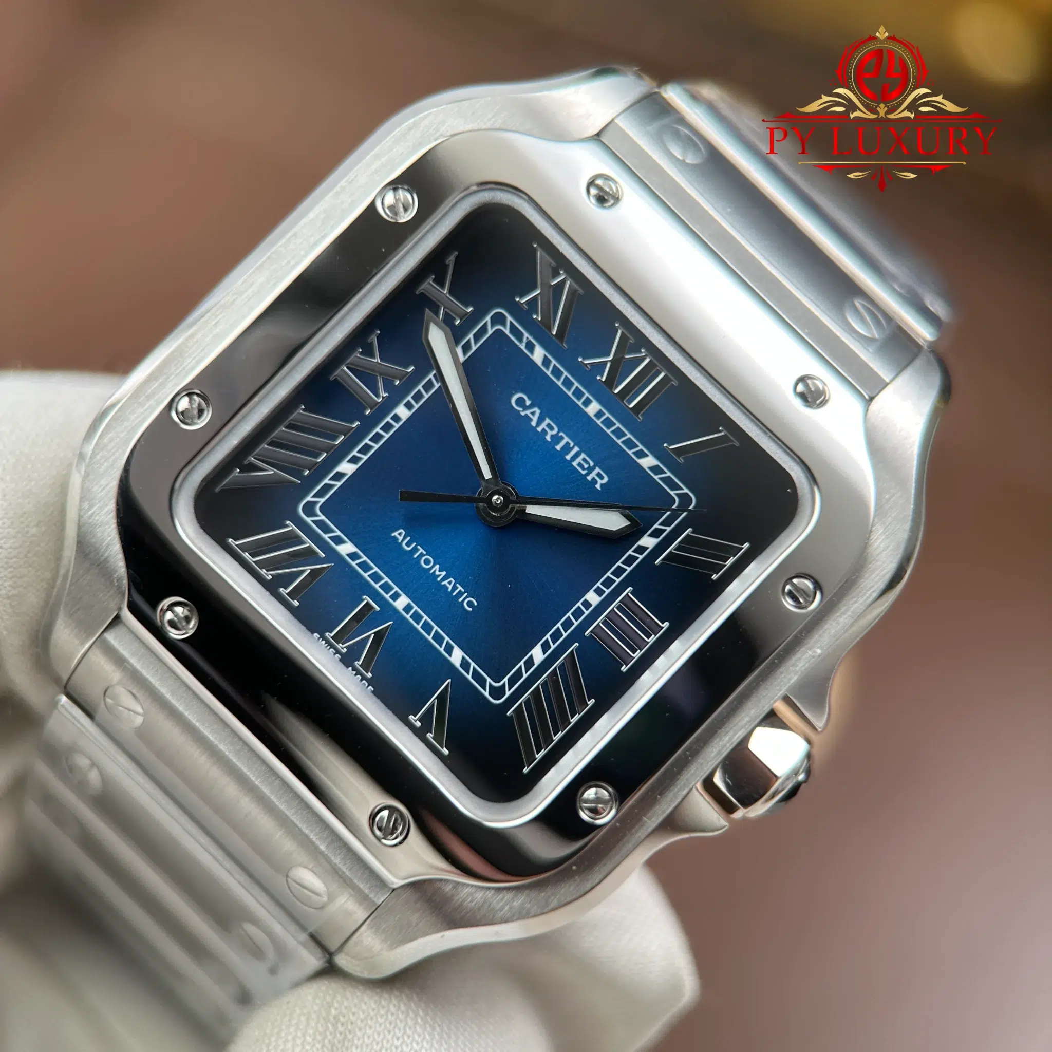 Cartier Santos WSSA0063 Blue Dial Medium Model Best Quality Replica BVF 35.1mm - Image 6
