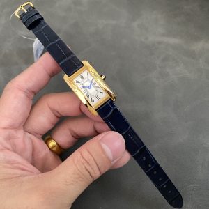 Đồng Hồ Nữ Cartier Tank Américaine WGTA0356 Mặt Số Bạc Vàng Vàng Dây Da Replica 35.4 mm x 19.4 mm