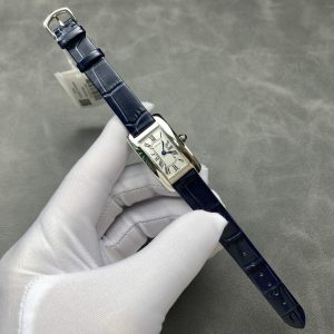 Đồng Hồ Nữ Cartier Tank Américaine WSTA0117 Mặt Số Bạc Vỏ Thép Dây Da Replica 35.4 mm x 19.4 mm