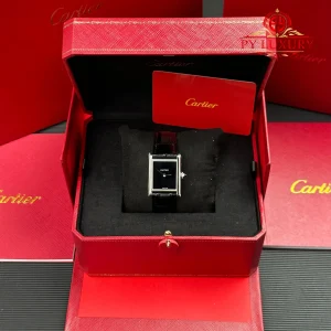 Cartier Tank Must WSTA0072 Large Model Black Dial Leather Strap 1:1 Best Replica 33.7mm x 25.5mm