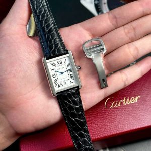 Đồng Hồ Nam Cartier Tank Solo Extra-Large Mặt Trắng Dây Da Replica 1:1 AF 31mm x 41mm