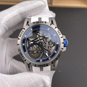 Đồng Hồ Roger Dubuis Excalibur Spider Skeleton Flying Tourbillon RDDBEX0546 Mặt Số Bạc & Xanh Replica 1:1 YS Factory 45mm