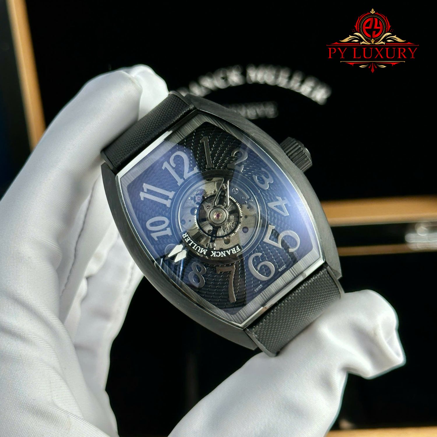 Đồng Hồ Franck Muller Grand Central Tourbillon Vỏ Carbon Cọc Số Học Trò Rep 1:1 44mm - Image 3