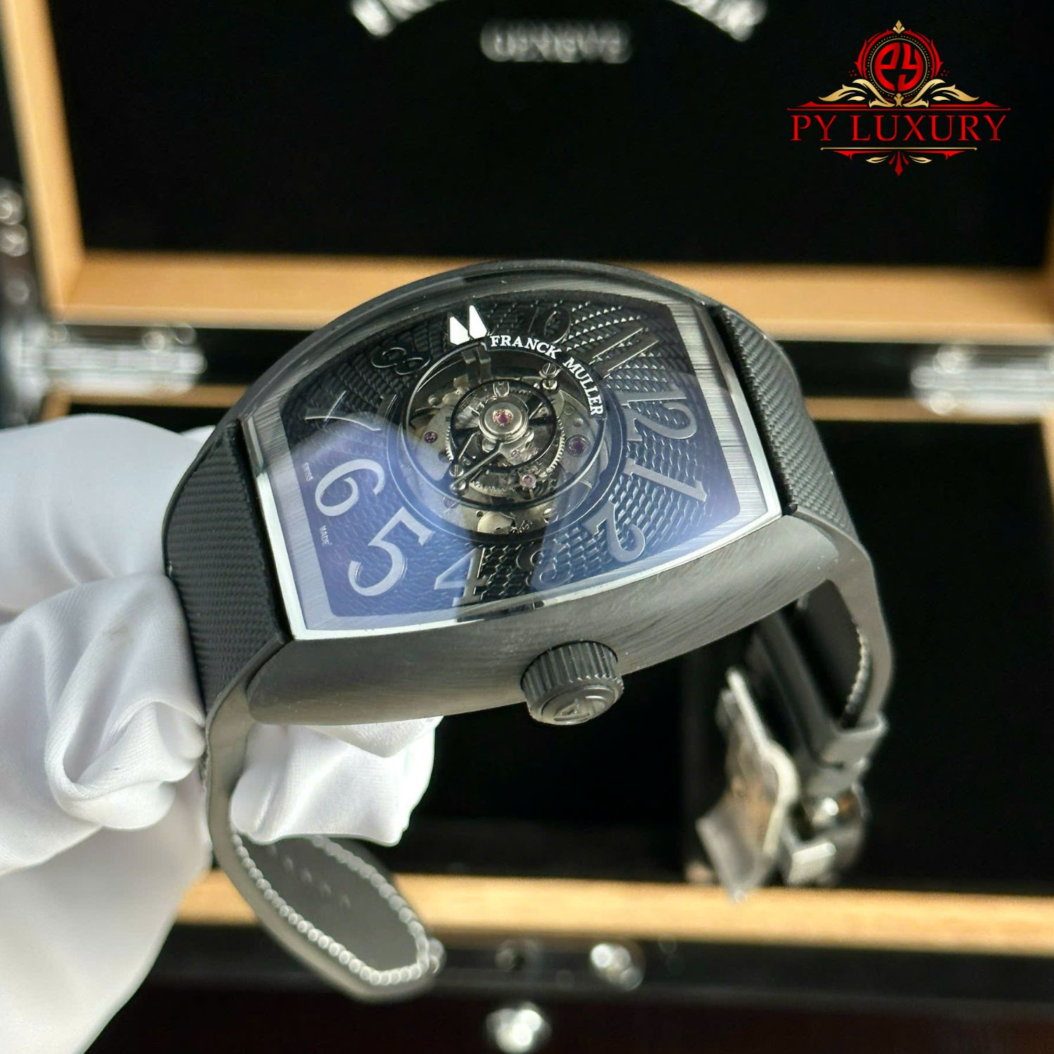 Đồng Hồ Franck Muller Grand Central Tourbillon Vỏ Carbon Cọc Số Học Trò Rep 1:1 44mm - Image 4