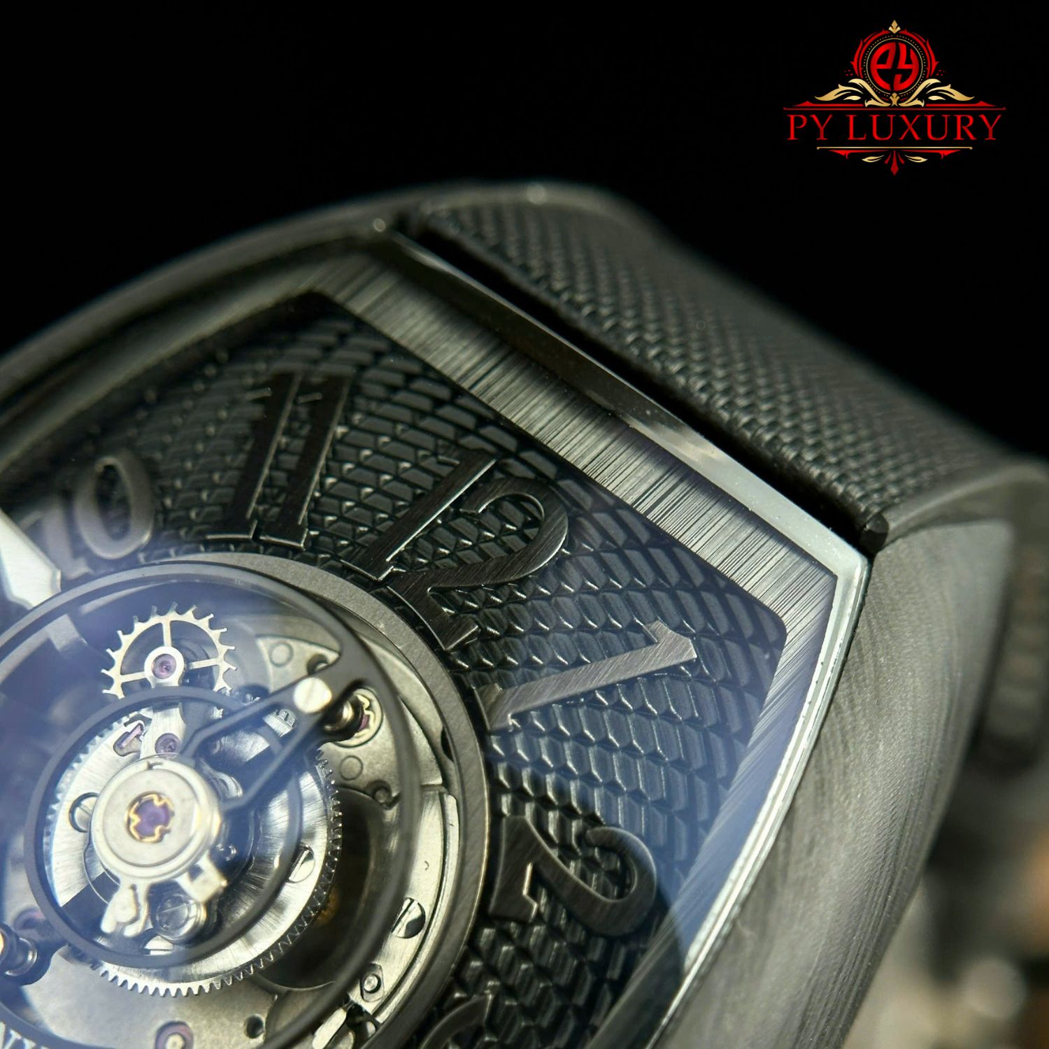 Đồng Hồ Franck Muller Grand Central Tourbillon Vỏ Carbon Cọc Số Học Trò Rep 1:1 44mm - Image 5