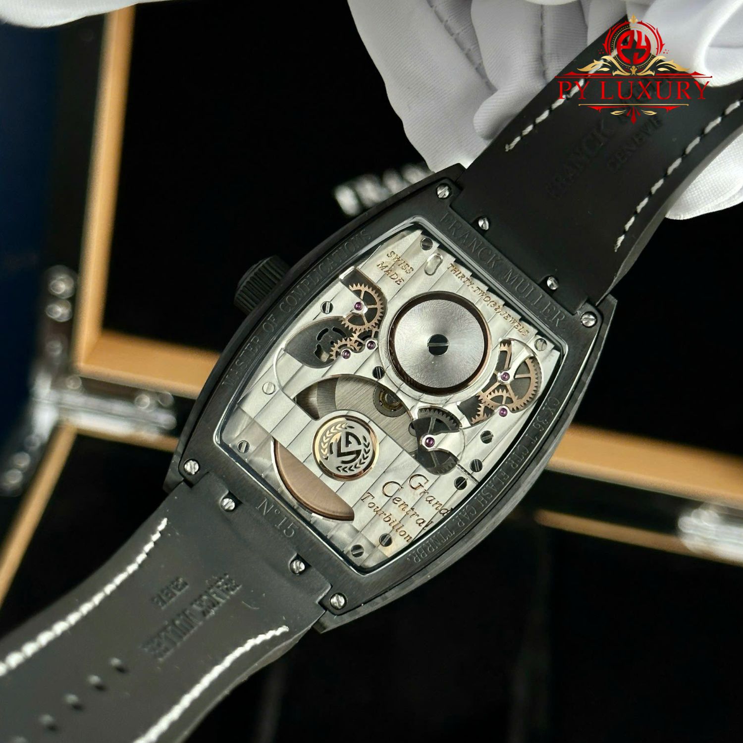 Đồng Hồ Franck Muller Grand Central Tourbillon Vỏ Carbon Cọc Số Học Trò Rep 1:1 44mm - Image 9
