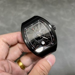 Đồng Hồ Franck Muller Vanguard V45 Vỏ Gốm Đen Dây Da Rep 1:1 ABF 45mm