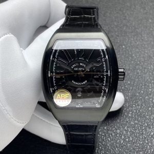 Đồng Hồ Franck Muller Vanguard V45 Black DLC Màu Đen Dây Da Replica 1:1 ABF 45mm
