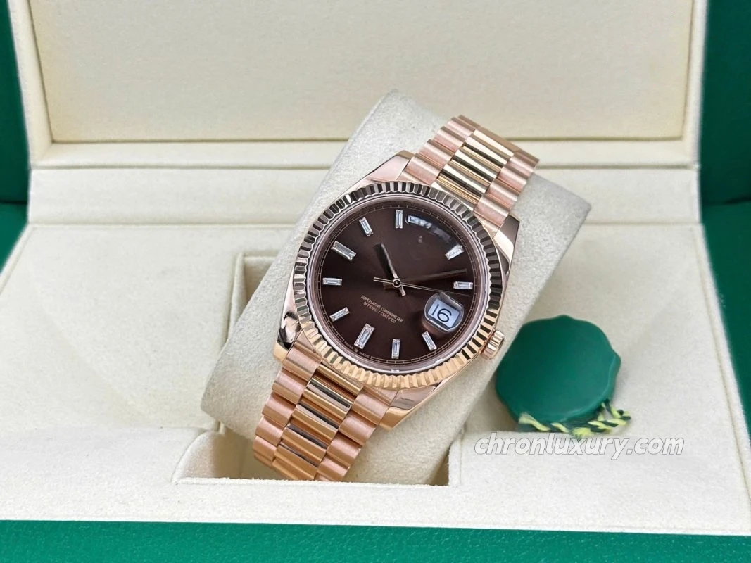 Close-up of a high-quality Rolex replica watch showing its detailed design