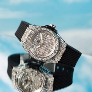 Đồng Hồ Hublot Big Bang One Click Steel Full Pavé Đính Full Đá CZ Replica 39mm