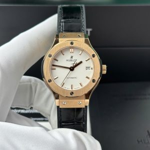 Đồng Hồ Hublot Classic Fusion King Gold Mặt Trắng Dây Da Replica 38mm
