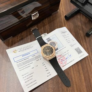 Đồng Hồ Hublot Classic Fusion Orlinski King Gold Pavé Mặt Đen Vỏ Độ Full Moissanite 40mm