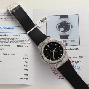 Đồng Hồ Hublot Classic Fusion Orlinski Pavé Màu Đen Độ Full Đá Moissanite Replica 1:1 HBF 40mm
