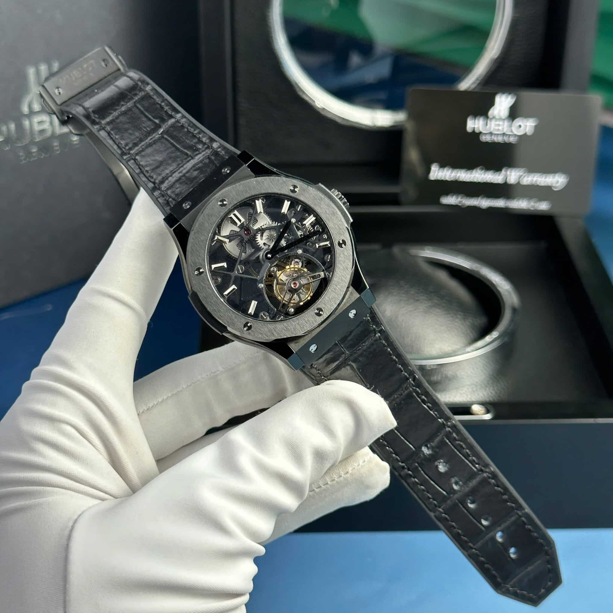 Đồng Hồ Hublot Big Bang Skeleton Tourbillon Vỏ Gốm Đen 1:1 Replica 45mm - Image 2