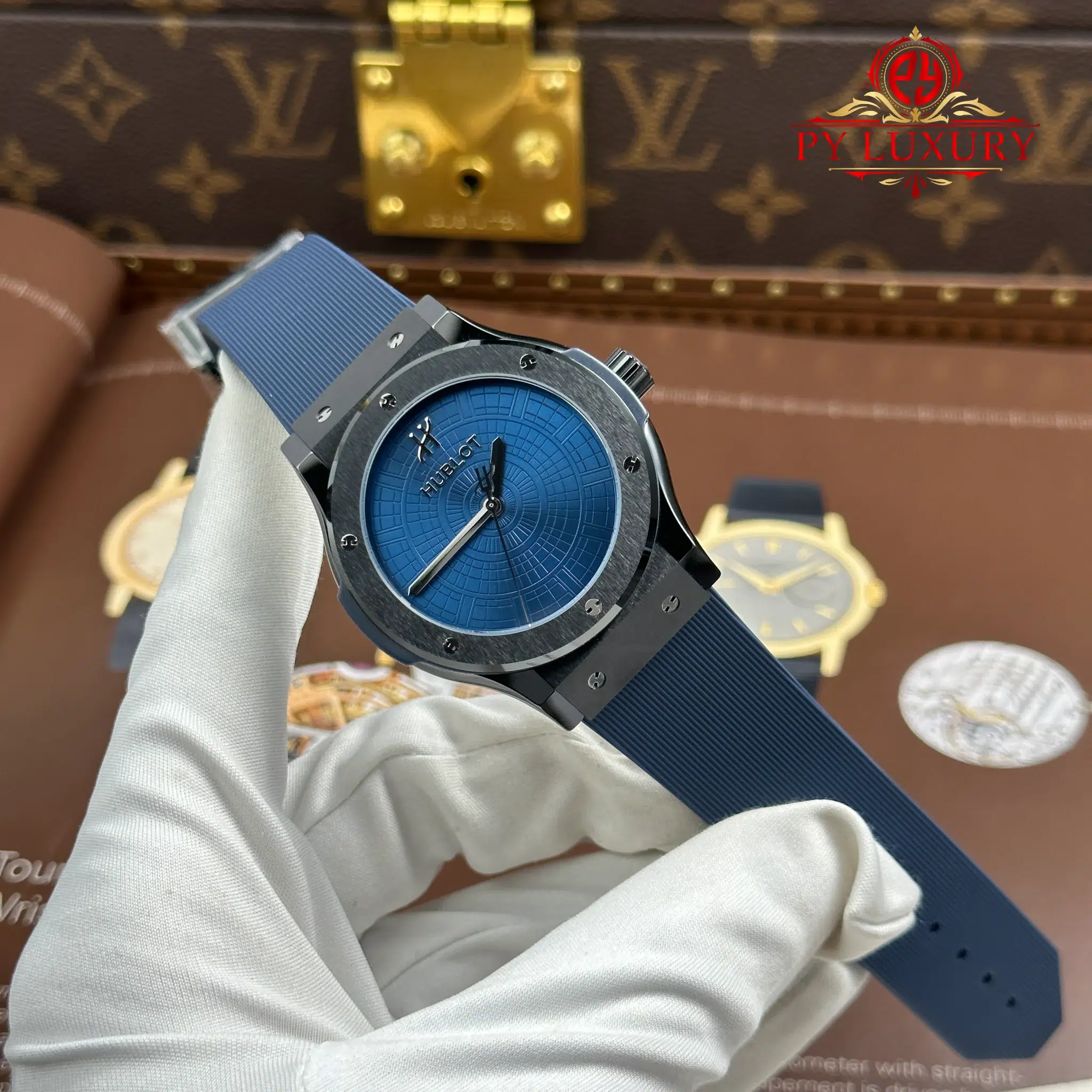 Đồng Hồ Hublot Classic Fusion Special Edition Boutique PISA 1940 Vỏ Gốm Đen Mặt Xanh Dương Replica 1:1 JJZ 42mm - Image 3
