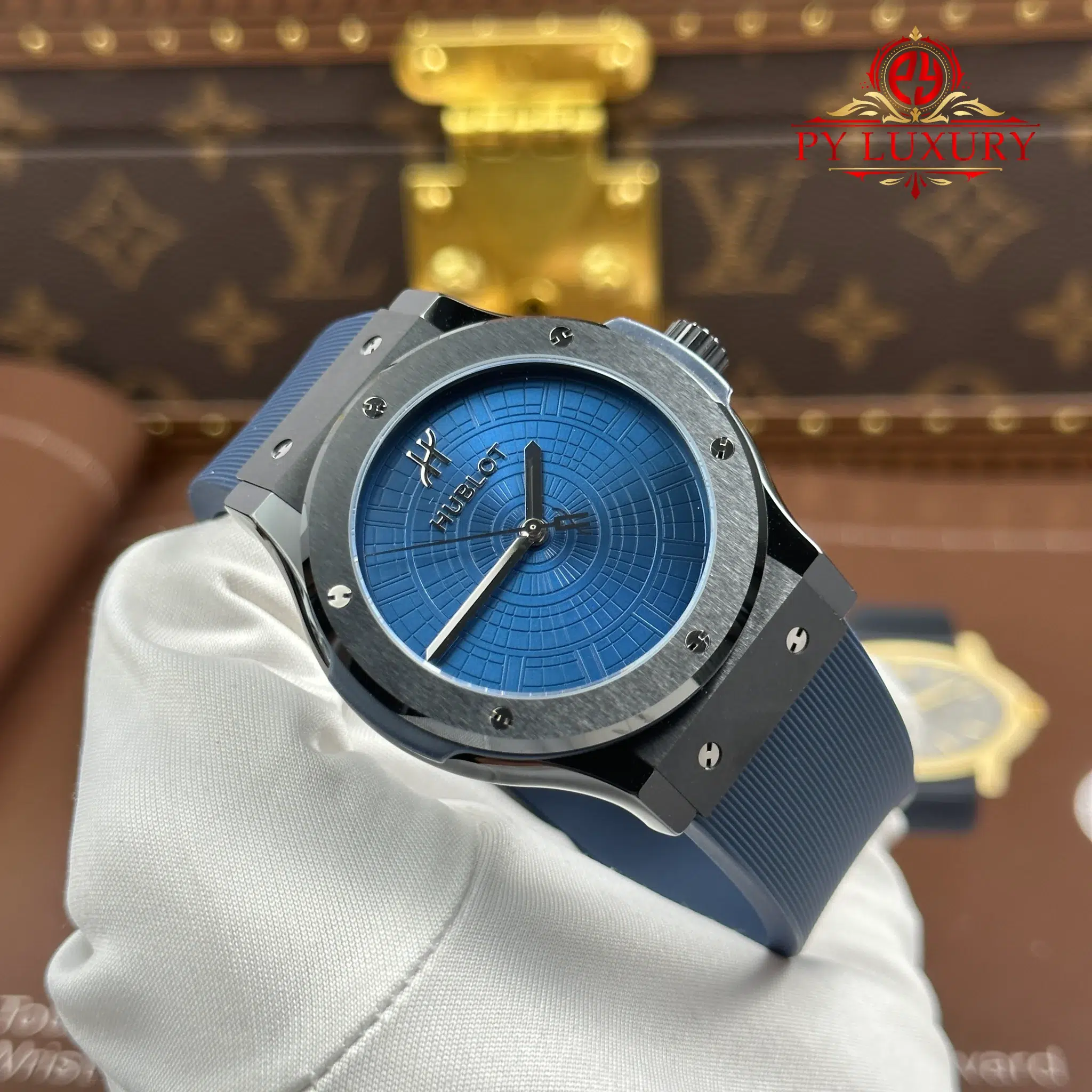 Đồng Hồ Hublot Classic Fusion Special Edition Boutique PISA 1940 Vỏ Gốm Đen Mặt Xanh Dương Replica 1:1 JJZ 42mm - Image 5